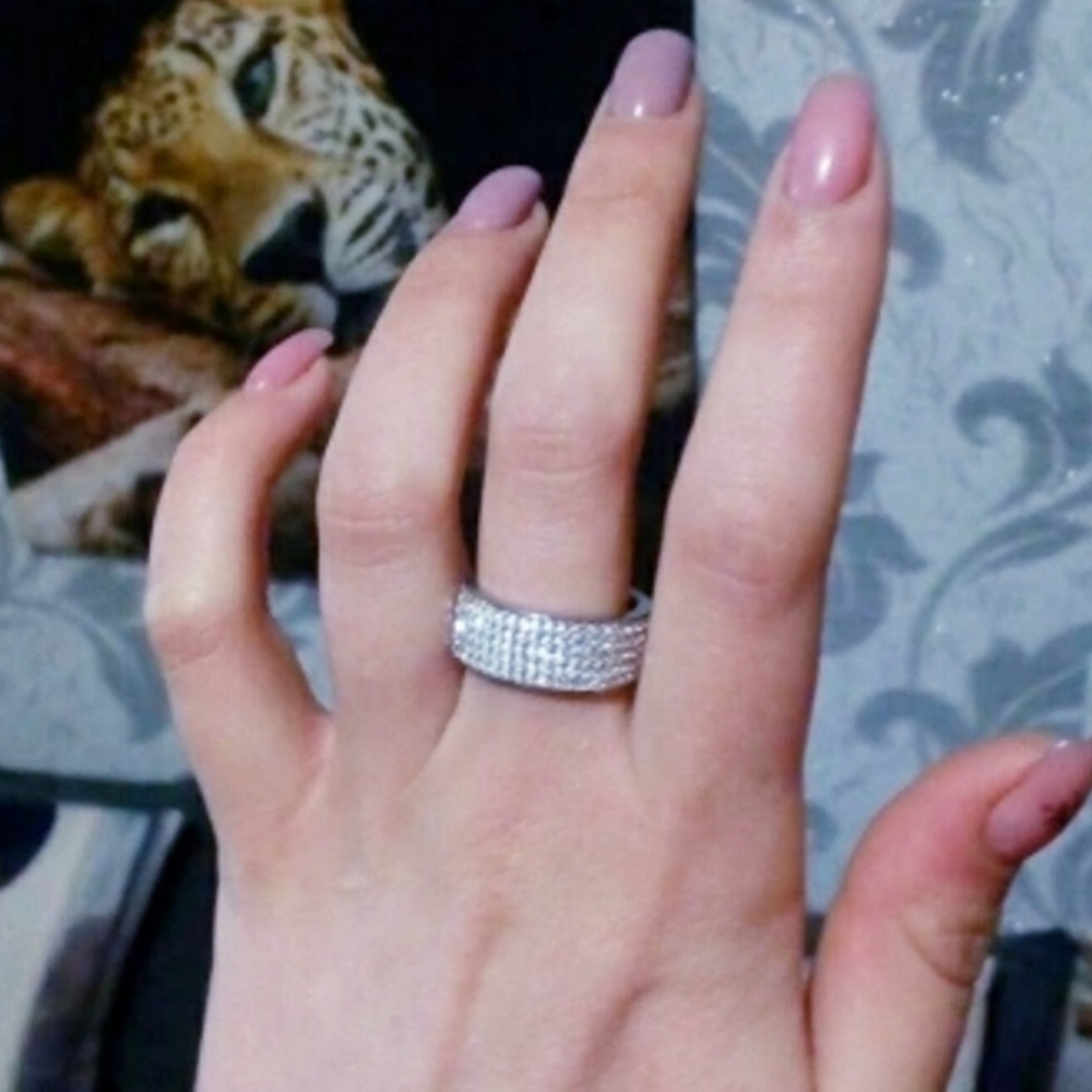 5 Row Micro Pave CZ Stainless Steel Stunning Ring - Picture 5 of 5